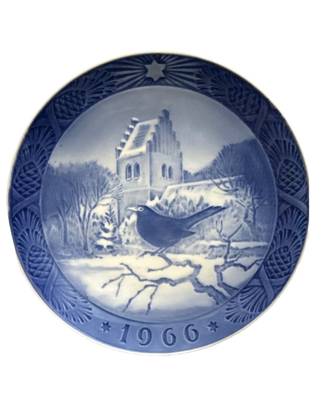 Vtg Royal Copenhagen Christmas Plate 1966 Blackbird At Christmas Time Kai Lange